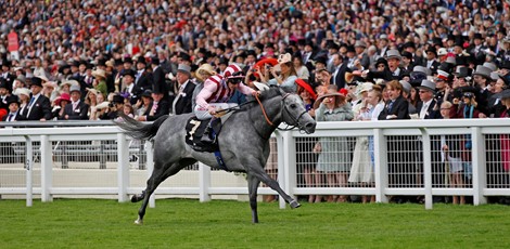 Leathel Force, ridden by Adam Kirby, wins the Diamond Jubilee Stakes.